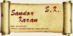 Šandor Karan vizit kartica